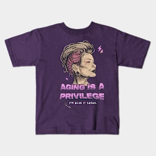 Aging is a privilege no background Kids T-Shirt